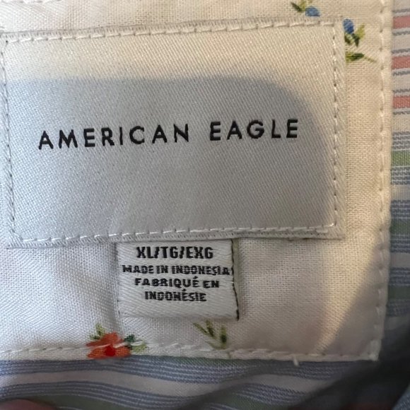 American Eagle Button Up Blouse Womens XL High Low Striped Multicolor Relaxed - Picture 4 of 8